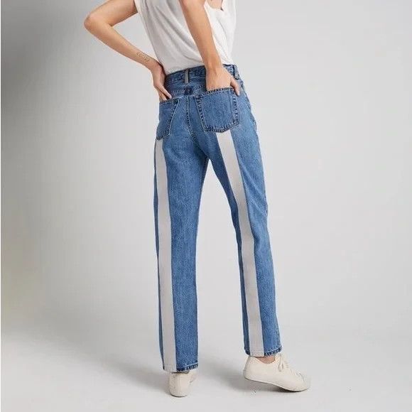 Still Here Childhood Jeans Hand Painted Line Blue Wash Stones & Rocks Size 24 - Picture 1 of 15